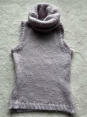 Mac & Jac Sleeveless Turtleneck Chunky Knit Vest Sweater - Light Lavender Size S